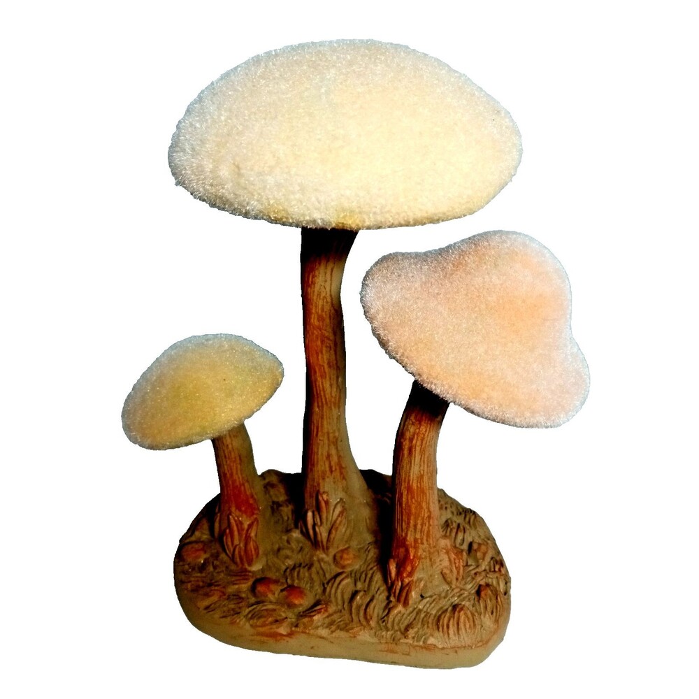 Vtg Wild Forest Felt Mushrooms  Flocked Felt & Resin Moody Natural Decor